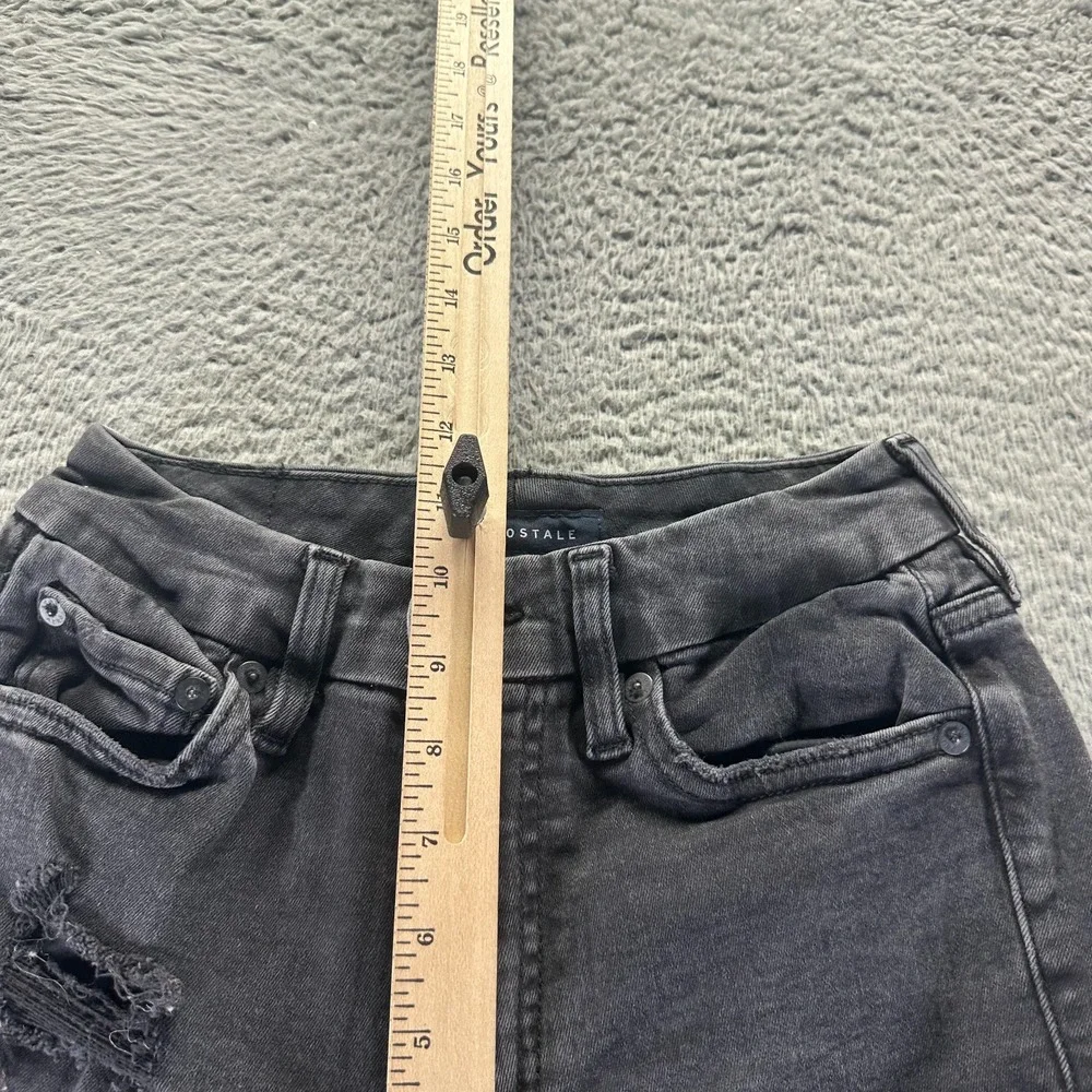 Aeropostale Jeans Womens 2 Black Cotton Denim Jegging Distressed Stretch Hi Rise